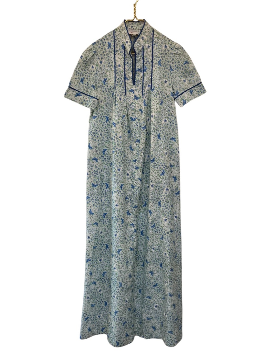 Vintage Loungees Floral Butterfly Zip Front Housecoat Hostess Lounge Maxi Dress - Picture 3 of 9